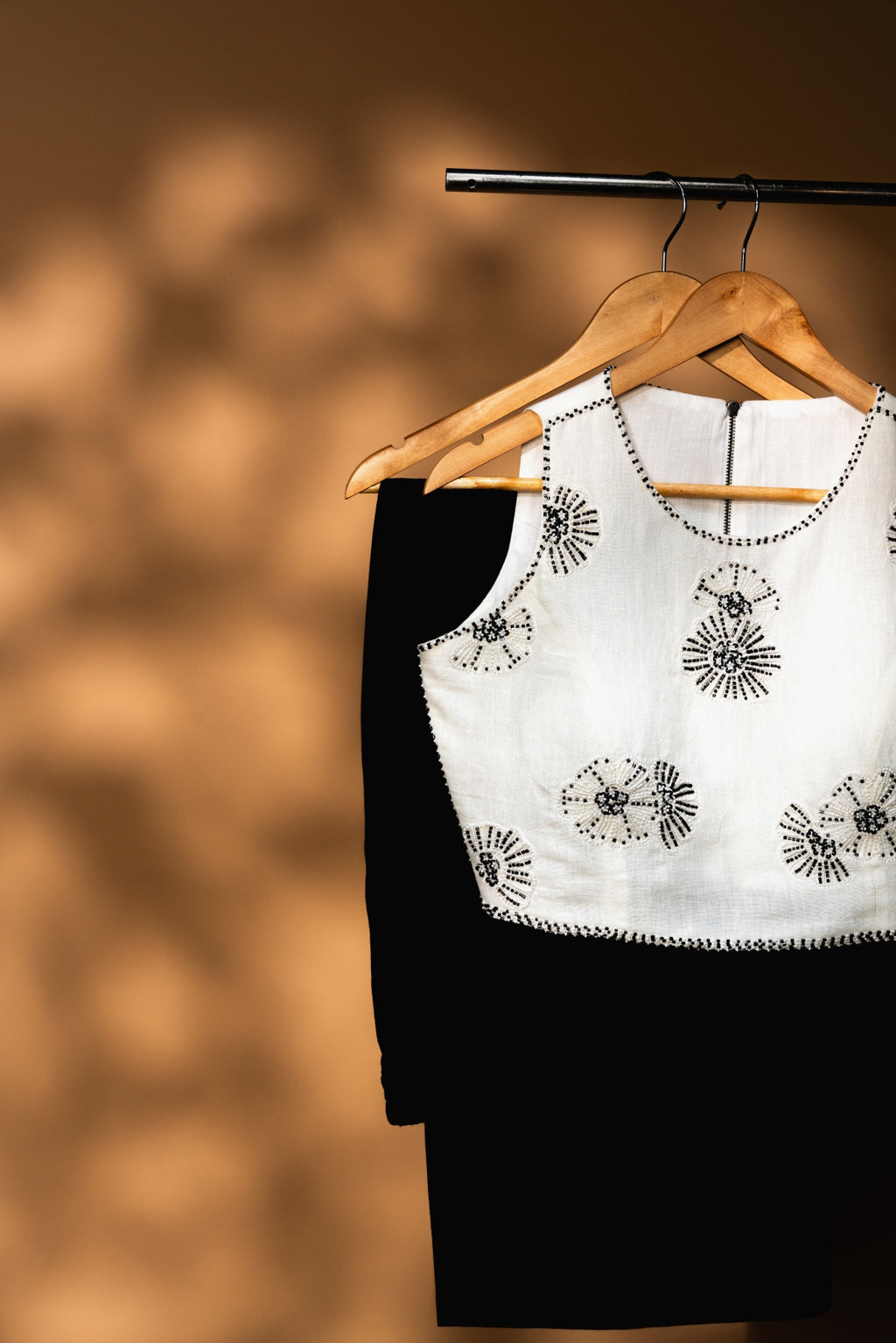 Ivory Noir Set Sleeveless Crop Top and Comfort Fit Pants