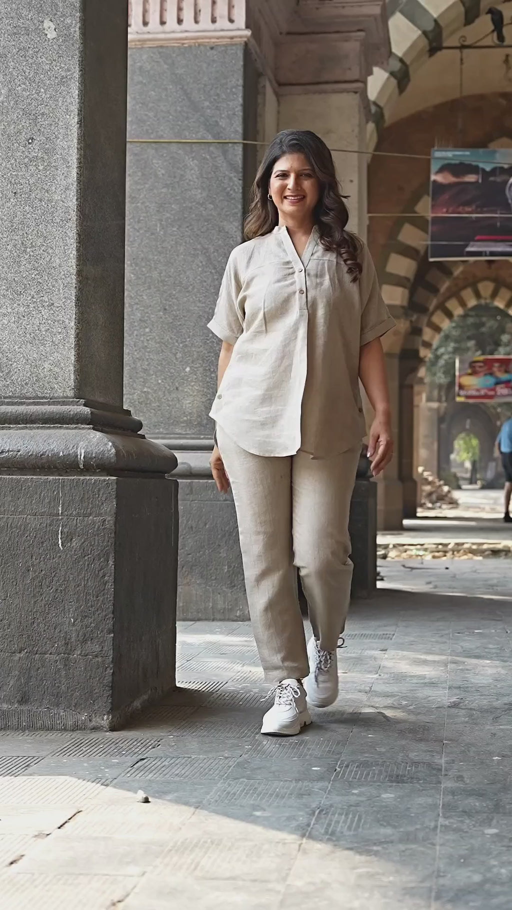 Linen Co-ord Mandarin Collared & Pants