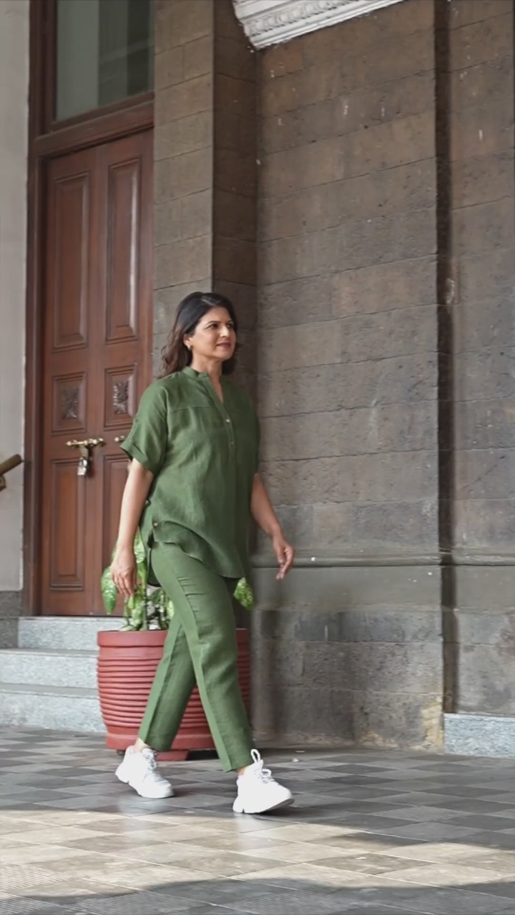Linen Co-ord Mandarin Collared & Pants