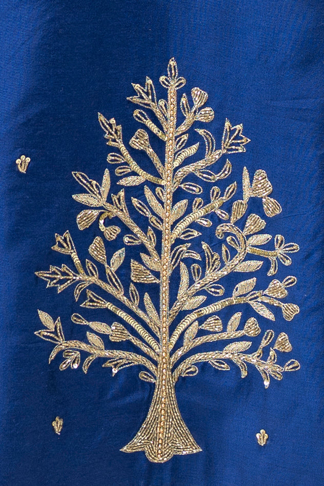 Straight Cut Kurta with Tree of Life Motif (Electric Blue)